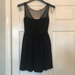 LOVE…ADY Black Sleeveless Sheer Polka Dot Neckline Mini Dress Size XS